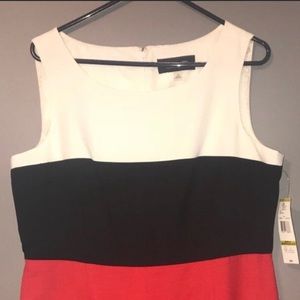 Black Label - red, black & white color block dress